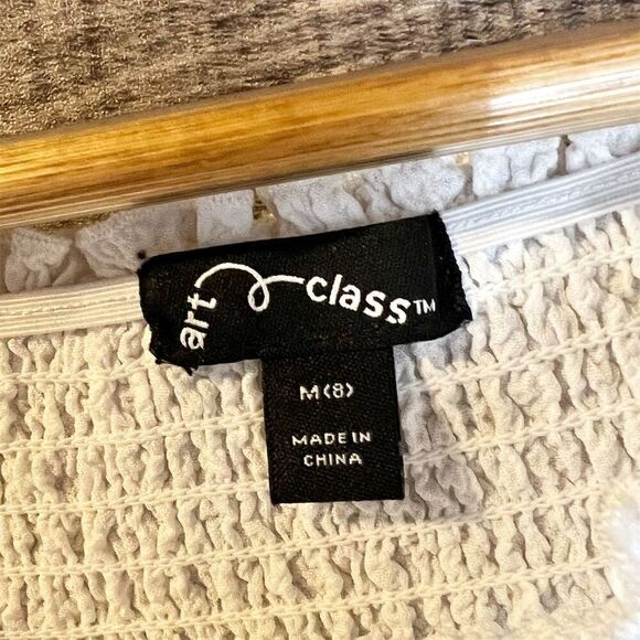 Art Class Girl’s White Smocked Tiered Dress M Knee Length Casual Spring - Picture 4 of 5